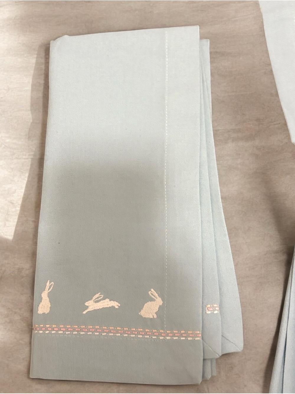 Blue Bunny Border Napkin Set - Elegant Dining Linen